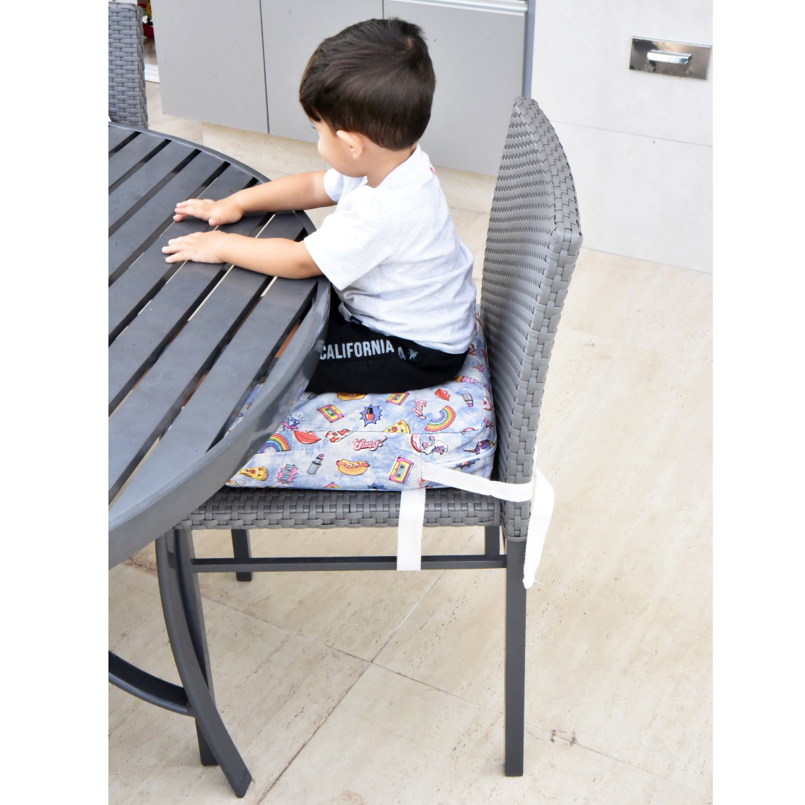 Assento Almofada de Elevação Infantil para Cadeira de Alimentação Cadeirinha de Crianças Bebês UNIVERSAL - Estampa Unicórnio Azul Unicornio Colorido Cute Fofo Lindos Menino Menina